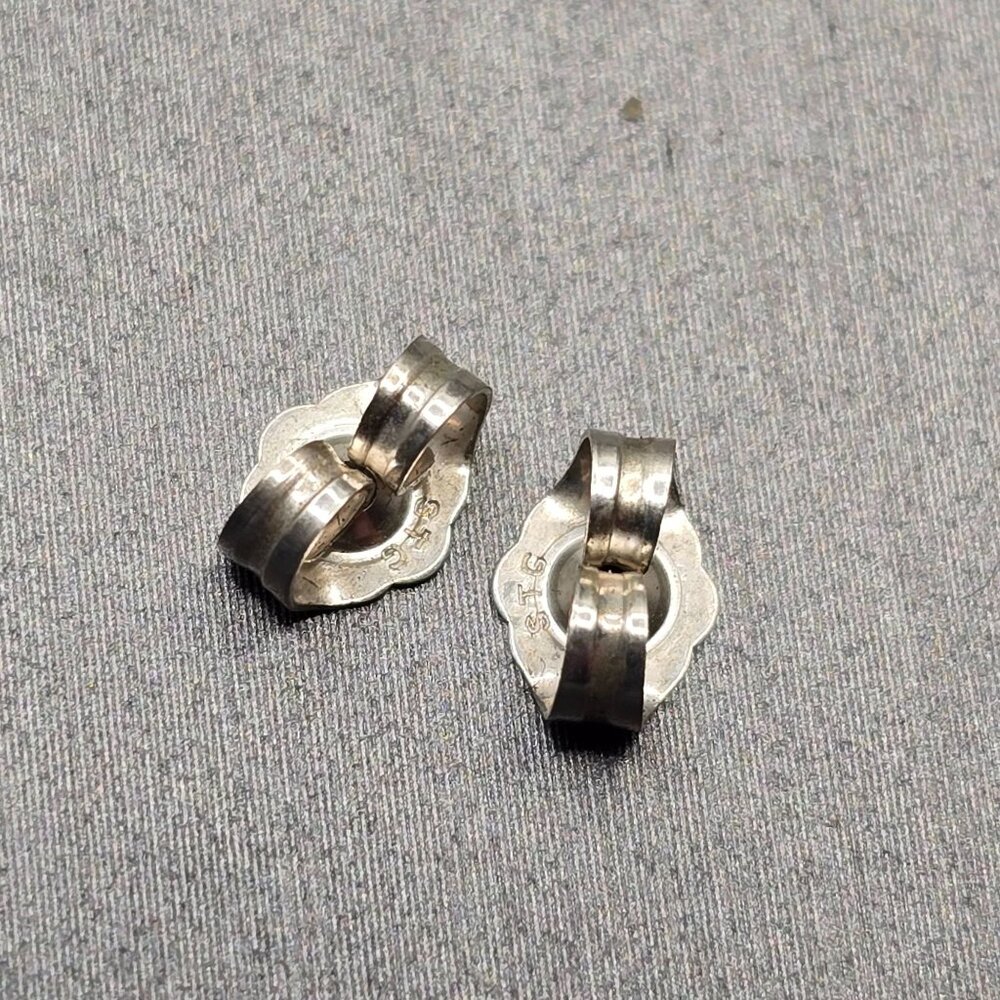 VTG 925 Sterling Silver Black Onyx Dangle Earrings 1.25" Art Deco Style Signed M - Picture 3 of 7